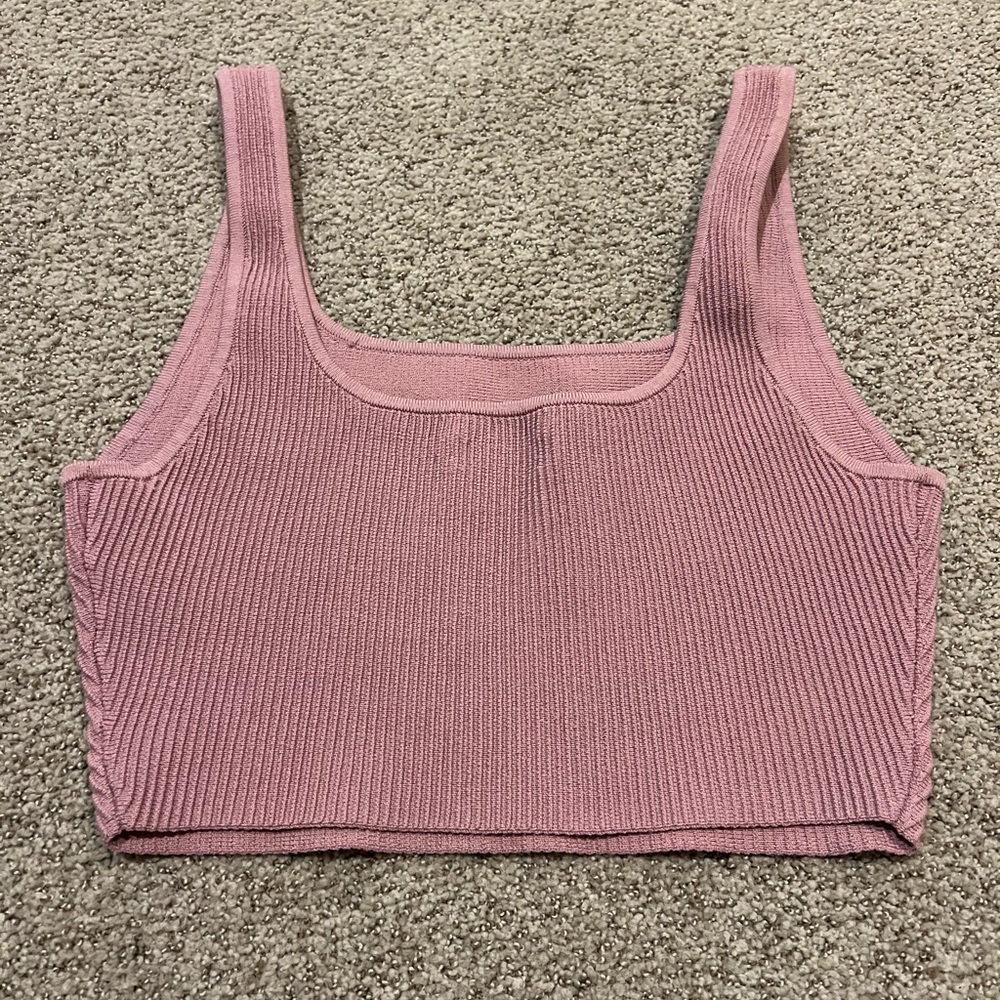 Aritzia Babaton mauve sculpt knit cropped tank - Picture 2 of 3